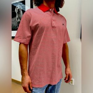 Oxford Golf Small Red & White Stripes Polo Shirt Cat Cay